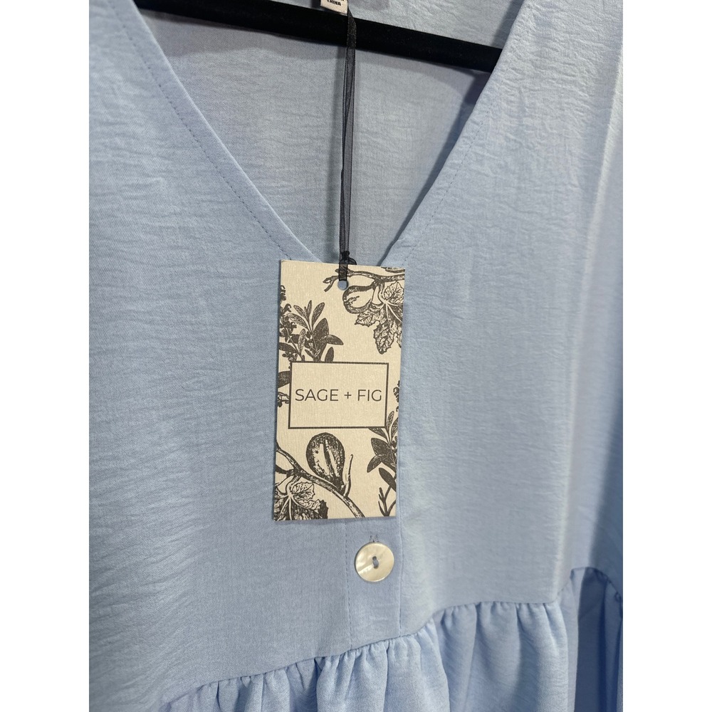 Sage + Fig Light Blue V-Neck Babydoll Peplum Top ST7585 Medium NWT - Picture 5 of 7